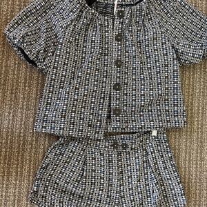 Free People Black and White Plaid Set